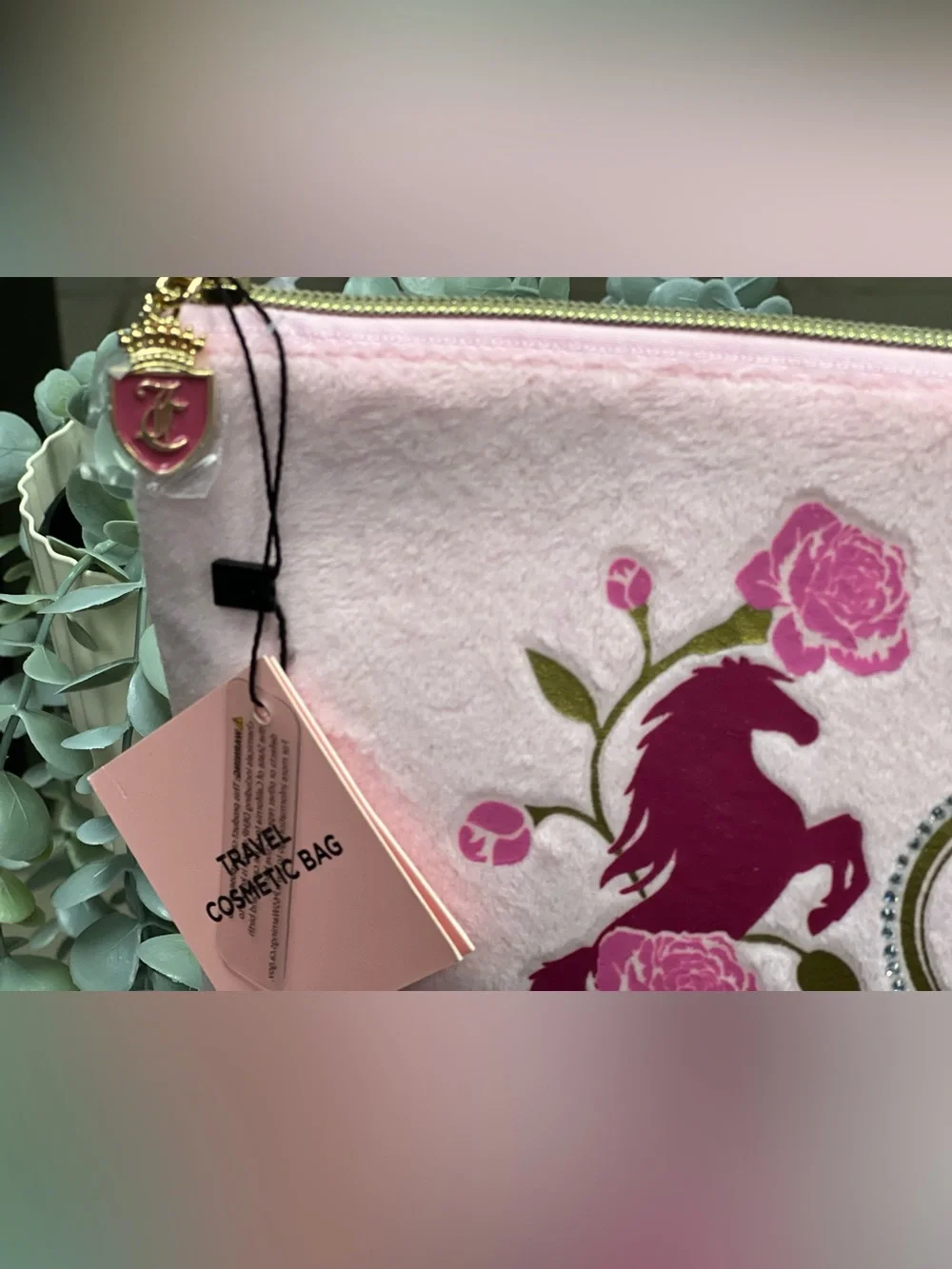 Juicy Couture Pink Crest Cosmetic Pouch